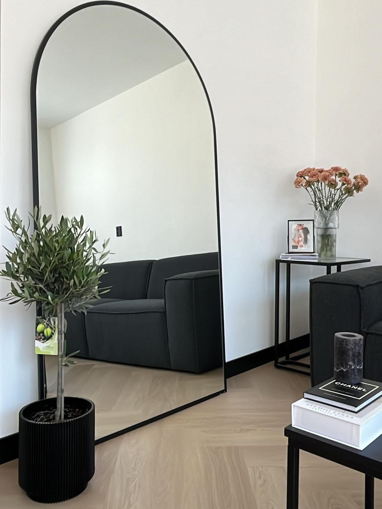 Grote Staande Spiegel Ovaal 180x100 Zwart