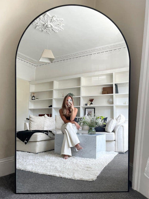 Grote Staande Spiegel Ovaal 180x100 Zwart