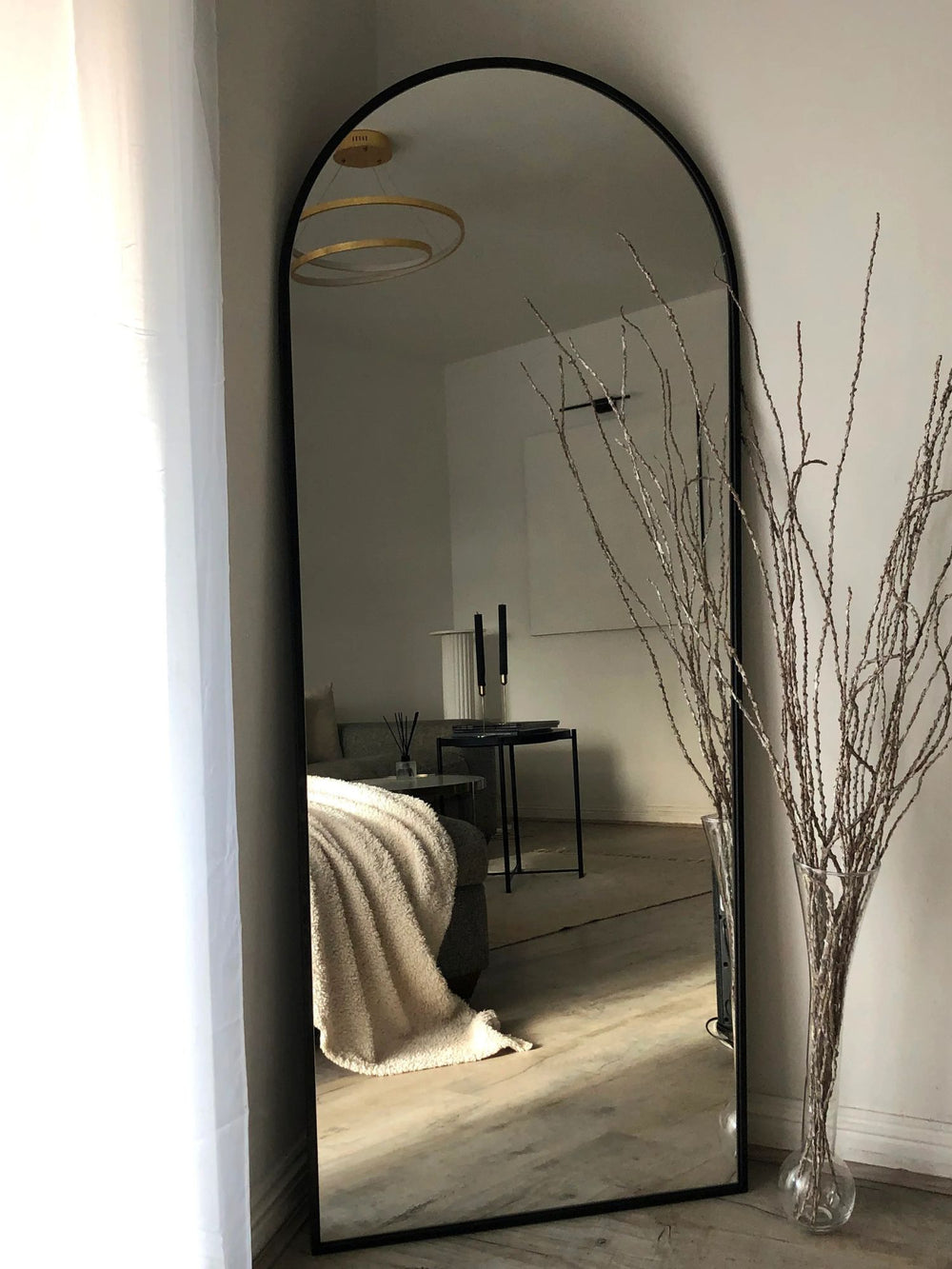 Grote Staande Spiegel Ovaal 180x70 (Zwart)